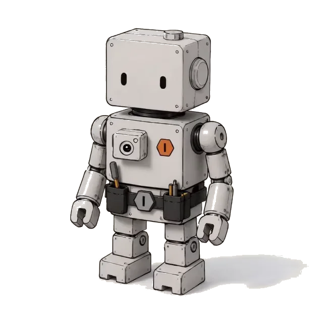 Auggy — a modular pen-and-ink robot mascot, the runtime of augment-1